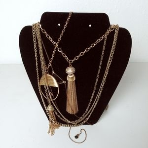 Minimalist Gold Tone Women's Necklaces Bundle Of 4